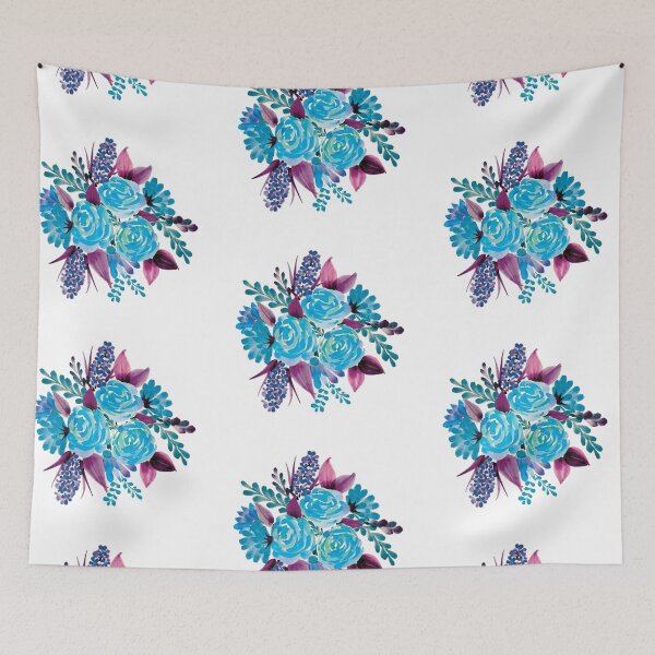 Item preview, Turquoise Watercolor Bouquet of Flowers  designed and sold by Pavnud.