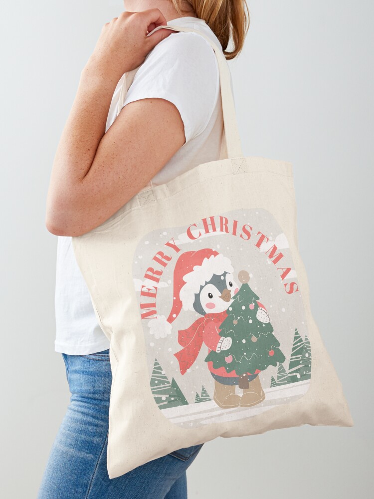 Sac de Noël coton personnalisable motif sapin I Tote the Bag