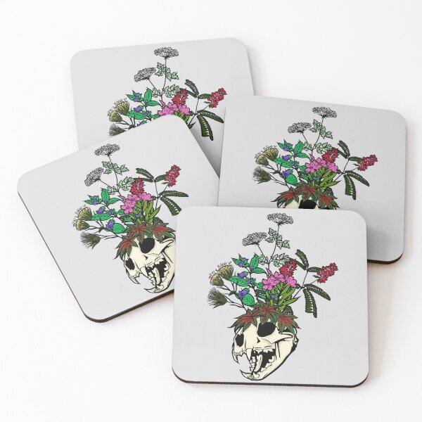 Item preview, 6 Most Dangerous Plants Growing from a Cat Skull Original Digital Illustration  designed and sold by Amelia Parlier.