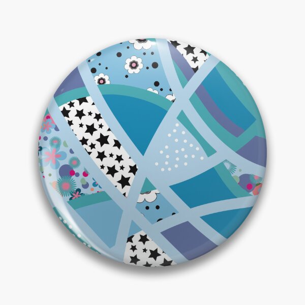 Item preview, Abstract Blue Pattern with Stars and Flowers designed and sold by MausieDesigns.