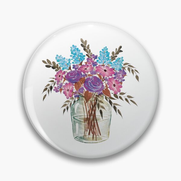 Item preview, Violet Watercolor Bouquet Flowers, Mason Jar designed and sold by Pavnud.