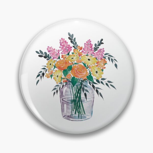 Item preview, Orange Watercolor Bouquet Flowers, Mason Jar designed and sold by Pavnud.
