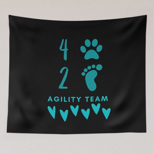 Item preview, Agility team 4 legs and 2 feet with turquoise hearts designed and sold by PausePapote.
