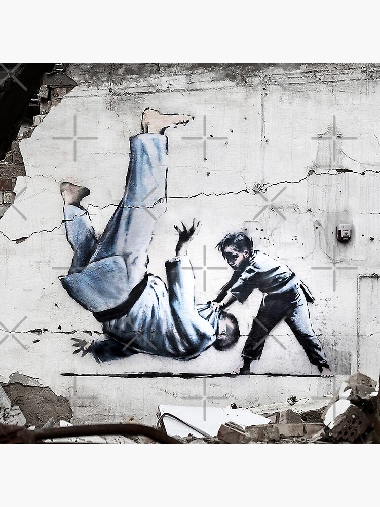 Sticker mural Banksy garçon de judo