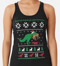 Dinosaur Ugly Christmas Sweater - Funny Christmas Gift Racerback Tank Top