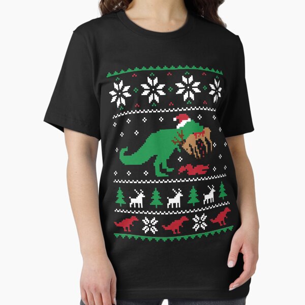 Aperçu de l'œuvre Pull de Noël laid de dinosaure - cadeau de Noël drôle créée et vendue par hudsonvibes.