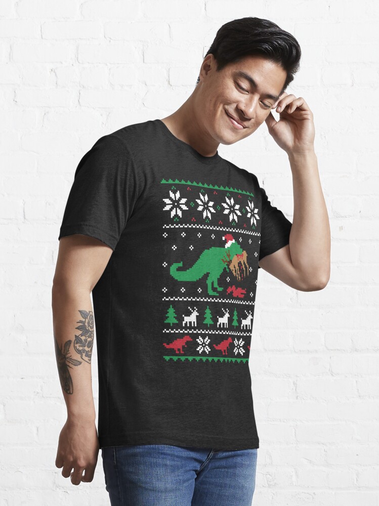 Alternate view of Dinosaur Ugly Christmas Sweater - Funny Christmas Gift Essential T-Shirt