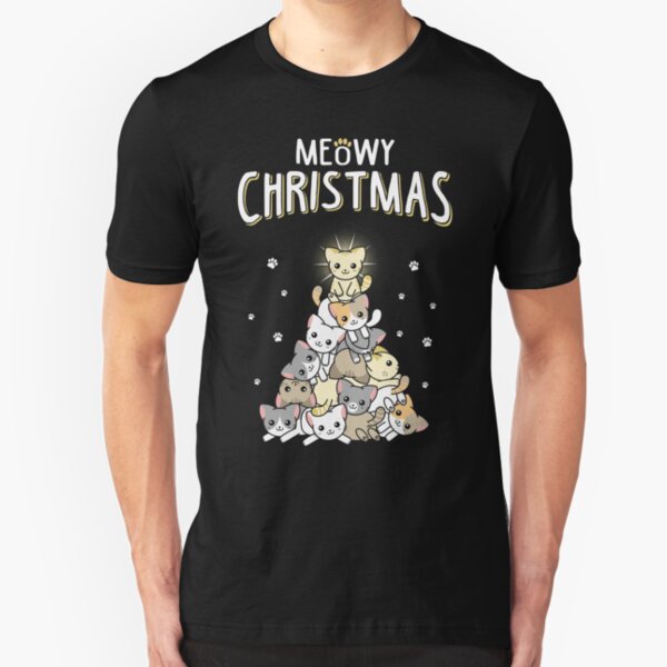 Meowy Christmas Slim Fit T-Shirt