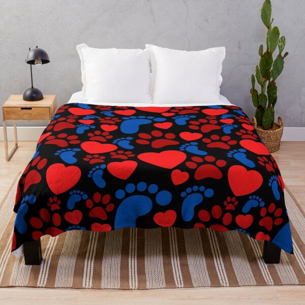 Item preview, Dog paws, feet and hearts in red and blue designed and sold by PausePapote.