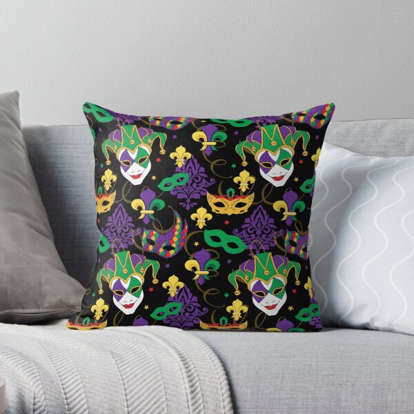 Mardi Gras Carnival Masks Pattern Throw Pillow