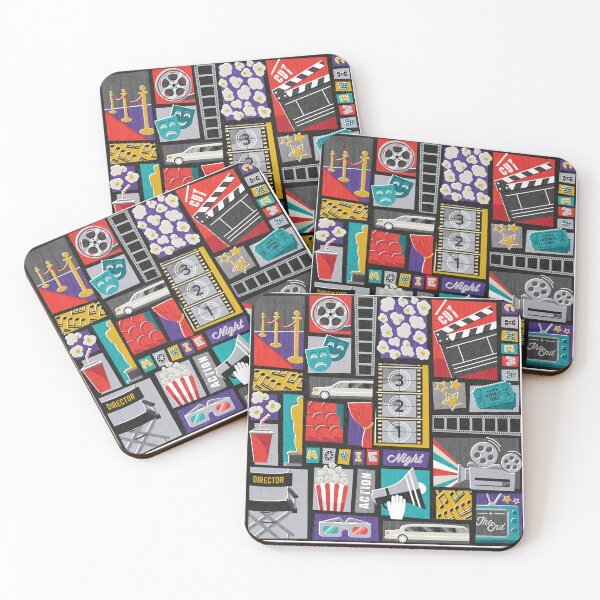 Item preview, Movie night // black background film and cinema motifs designed and sold by SelmaCardoso.