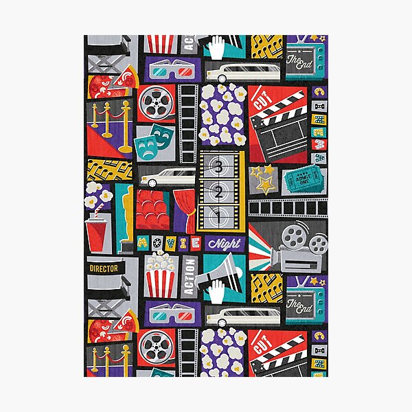 Item preview, Movie night // black background film and cinema motifs designed and sold by SelmaCardoso.
