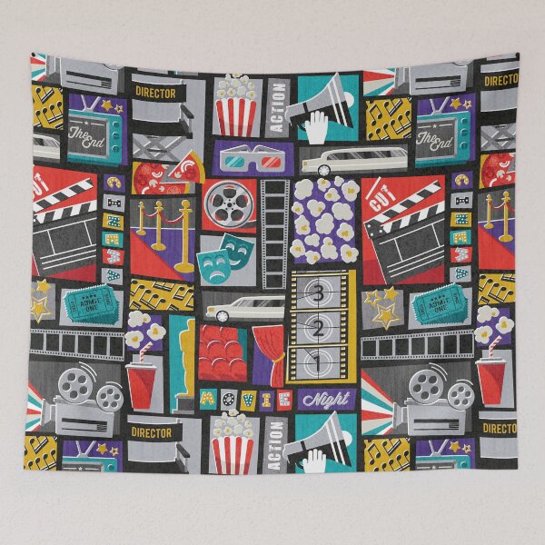 Item preview, Movie night // black background film and cinema motifs designed and sold by SelmaCardoso.