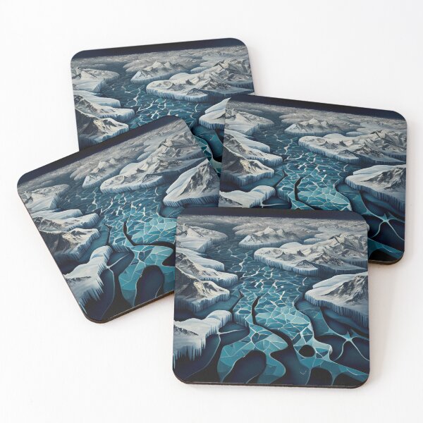 Item preview, Abstract Winter Snow and Ice Landscape Digital Painting designed and sold by CodeAndColors.