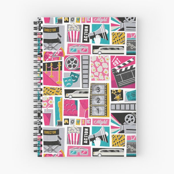 Item preview, Movie night // white background yellow pink and teal film and cinema motifs designed and sold by SelmaCardoso.