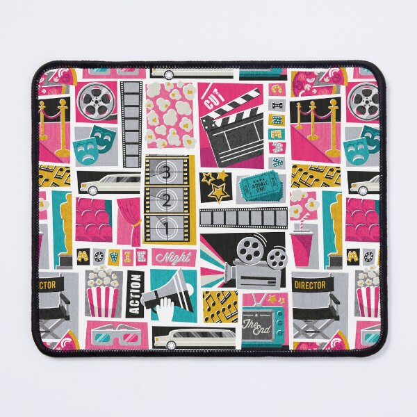 Item preview, Movie night // white background yellow pink and teal film and cinema motifs designed and sold by SelmaCardoso.