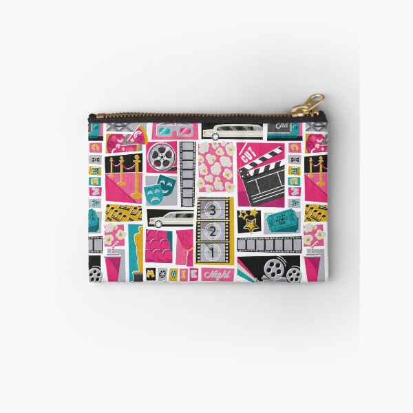 Item preview, Movie night // white background yellow pink and teal film and cinema motifs designed and sold by SelmaCardoso.