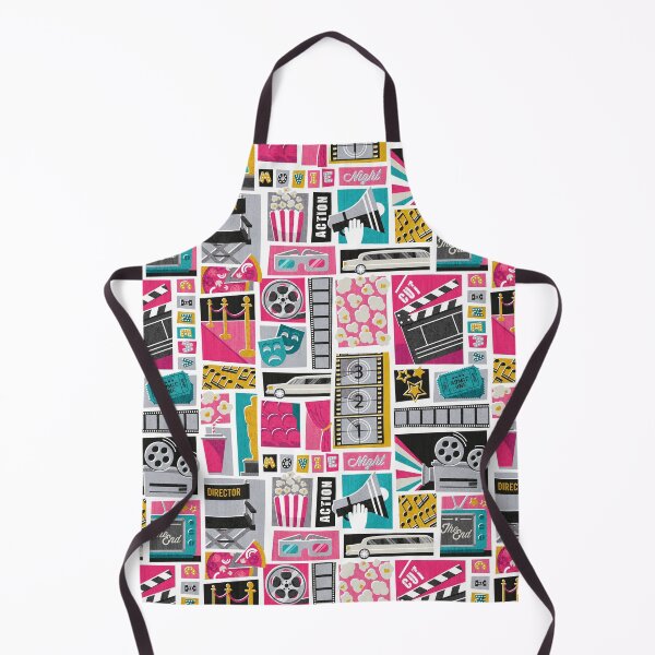 Item preview, Movie night // white background yellow pink and teal film and cinema motifs designed and sold by SelmaCardoso.