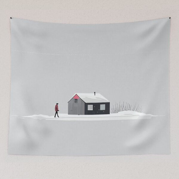 Item preview, Cute Little Minimalist Winter Cabin Digital Painting designed and sold by CodeAndColors.