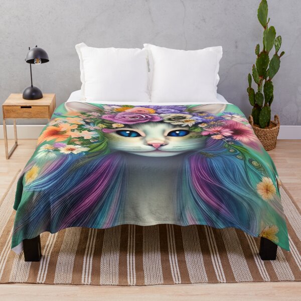 Item preview, Fantasy Cat with flowers designed and sold by DTwithlove.