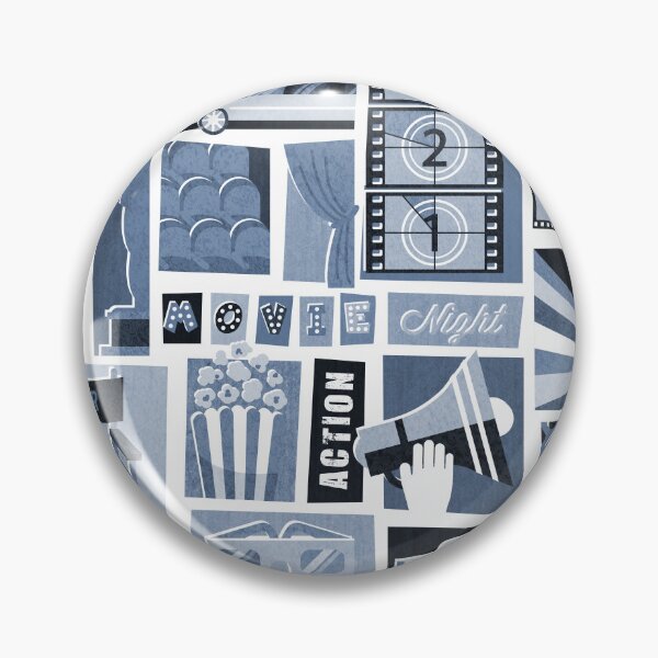 Item preview, Movie night // white background monochromatic cyanotype film and cinema motifs designed and sold by SelmaCardoso.