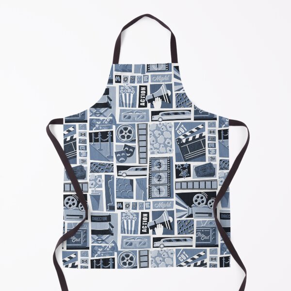 Item preview, Movie night // white background monochromatic cyanotype film and cinema motifs designed and sold by SelmaCardoso.