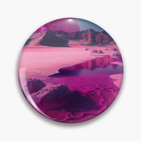 Artikelvorschau, Trippy Pink Alien Planet with Distant Planets Digital Painting entworfen und verkauft von CodeAndColors.