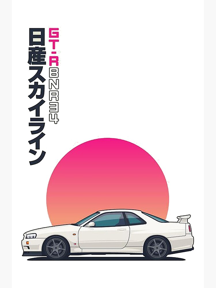 Nissan Skyline GTR R34 Retro Poster von Pixaverse