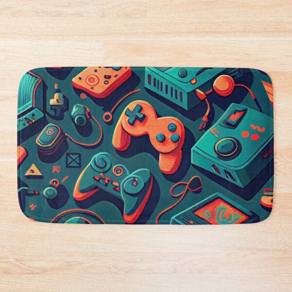 Item preview, Orange and Blue Flat Cartoon Gaming Console Pattern Digital Painting designed and sold by CodeAndColors.