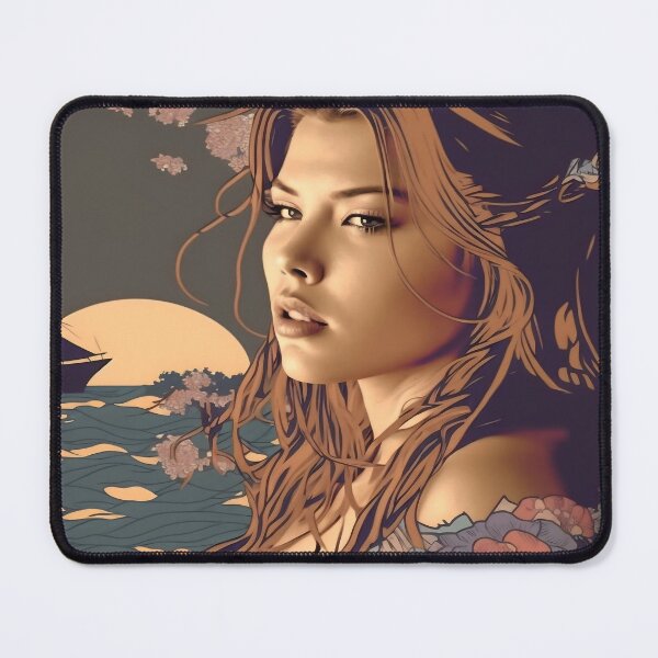 Item preview, Ukiyo Ilustration Japanese Woman by the Sea designed and sold by Animal-ink.