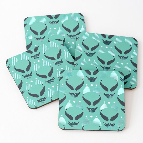 Item preview, Spooky Colorful Alien Head Pattern Print Digital Painting designed and sold by CodeAndColors.