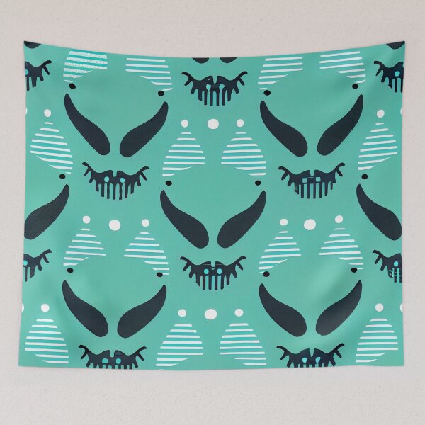 Item preview, Spooky Colorful Alien Head Pattern Print Digital Painting designed and sold by CodeAndColors.