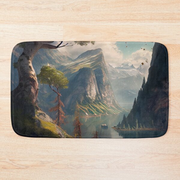 Item preview, Massive Cliffs and Mountain Scene in Nature Digital Painting designed and sold by CodeAndColors.