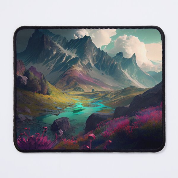 Item preview, Colorful Floral Mountain Landscape Beautiful Nature Digital Painting designed and sold by CodeAndColors.
