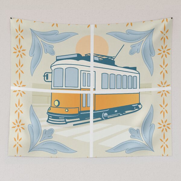 Item preview, Lisbon azulejo with historic tram designed and sold by mkatharos.