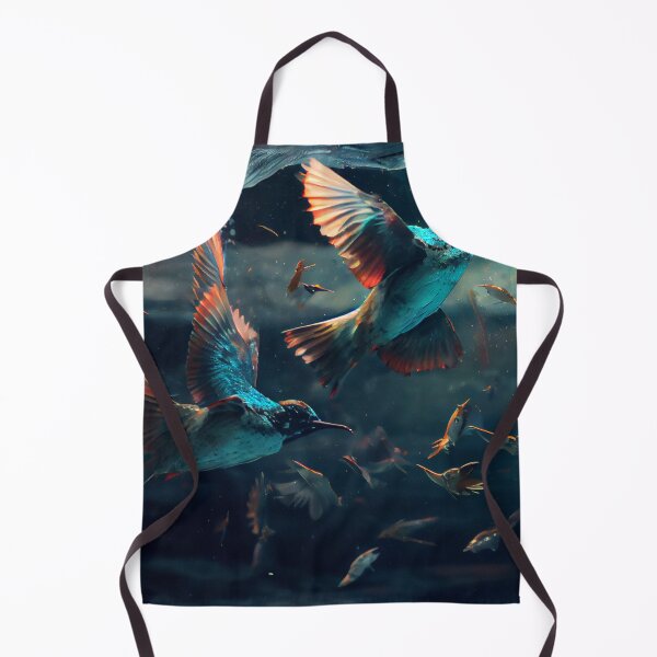 Aperçu de l'œuvre Abstract Scene of Birds Flying Underwater Digital Painting créée et vendue par CodeAndColors.