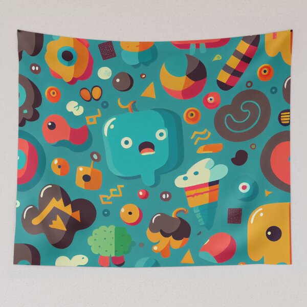 Item preview, Colorful Funny Kawaii Pattern Digital Painting designed and sold by CodeAndColors.