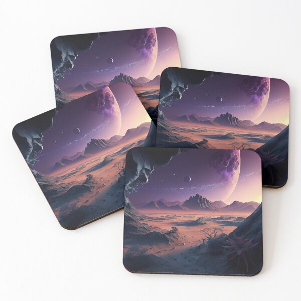 Artikelvorschau, Vast Desert with Distant Stars and Planets Digital Painting entworfen und verkauft von CodeAndColors.
