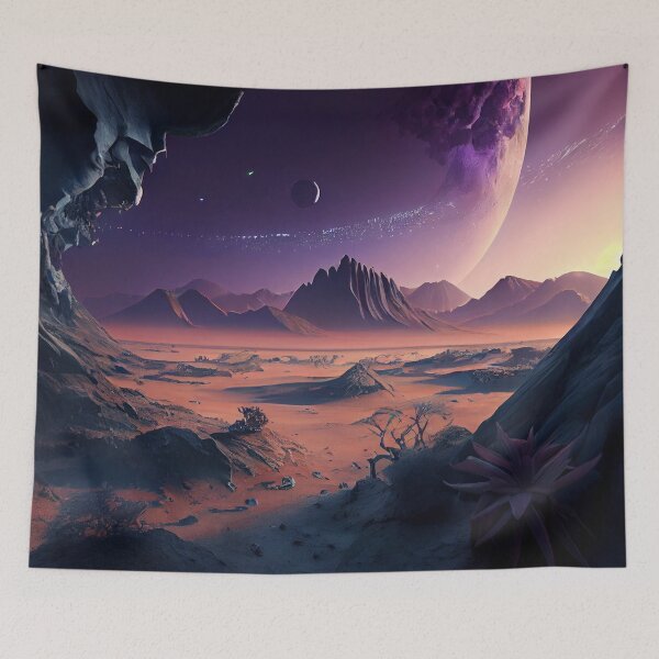 Item preview, Vast Desert with Distant Stars and Planets Digital Painting designed and sold by CodeAndColors.