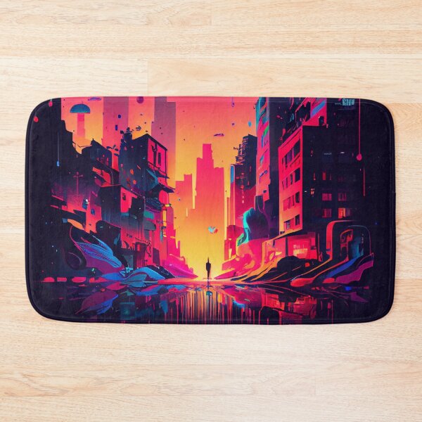Item preview, Vibrant Abstract City with Rain at Sunset Digital Painting designed and sold by CodeAndColors.
