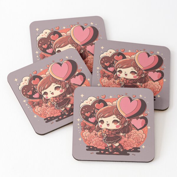 Item preview, Valentine's Day 03 - Kawaii Girl with Heart Shaped Balloons designed and sold by Milovani.