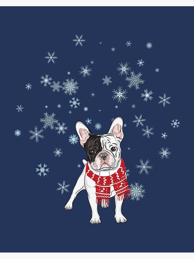 Frenchie, french bulldog dog, sleigh, sledding, christmas, holidays, winter, outlet christmas art, CANVAS