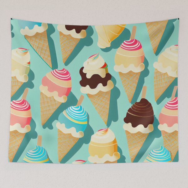 Item preview, Fun Pastel Ice Cream Pattern Digital Painting designed and sold by CodeAndColors.