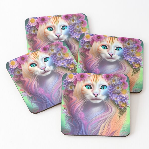 Item preview, Cat Fantasy with Flowers designed and sold by DTwithlove.