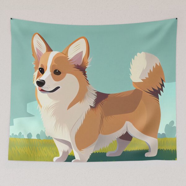 Item preview, Cute Happy Corgi Outside Playing Digital Painting designed and sold by CodeAndColors.