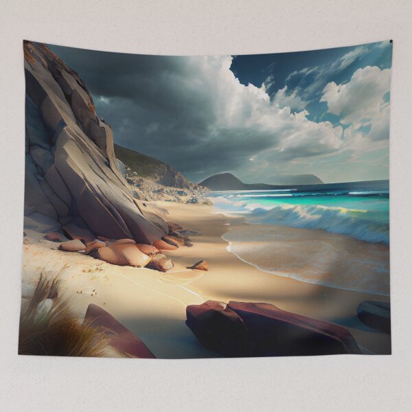 Item preview, Bright Realisitc Beach Digital Painting designed and sold by CodeAndColors.