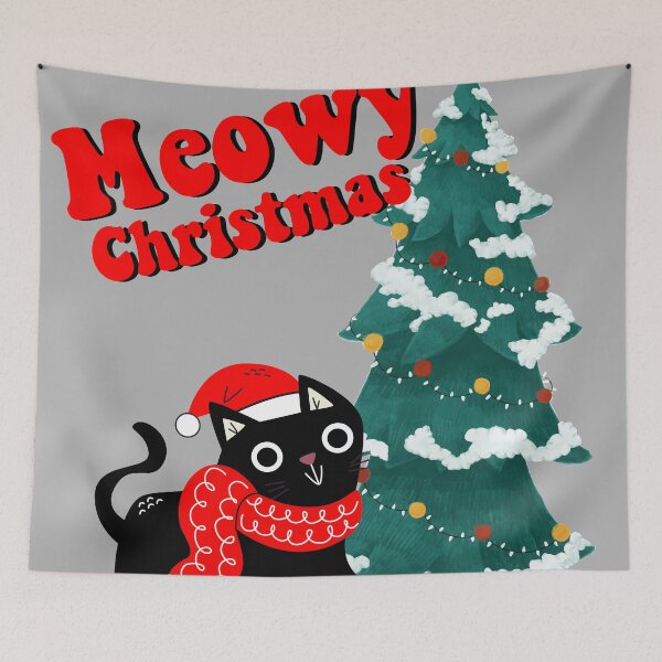 Item preview, Funny Black Cat Pushing Christmas Tree designed and sold by seritik.