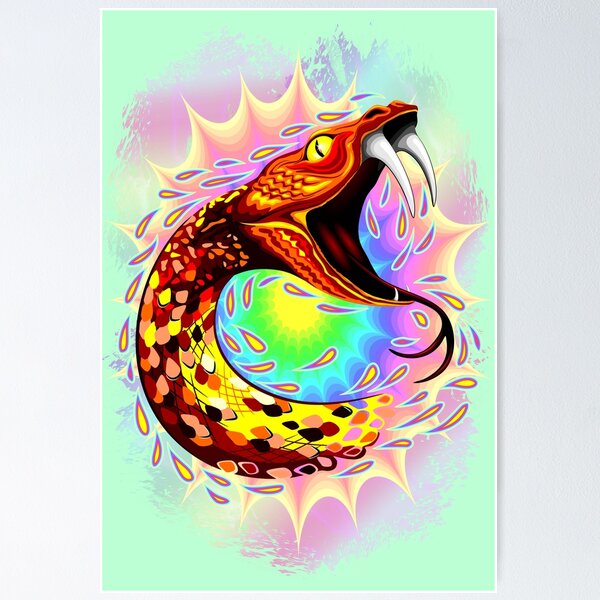 Snake Attack Psychedelic Surreal Art Poster