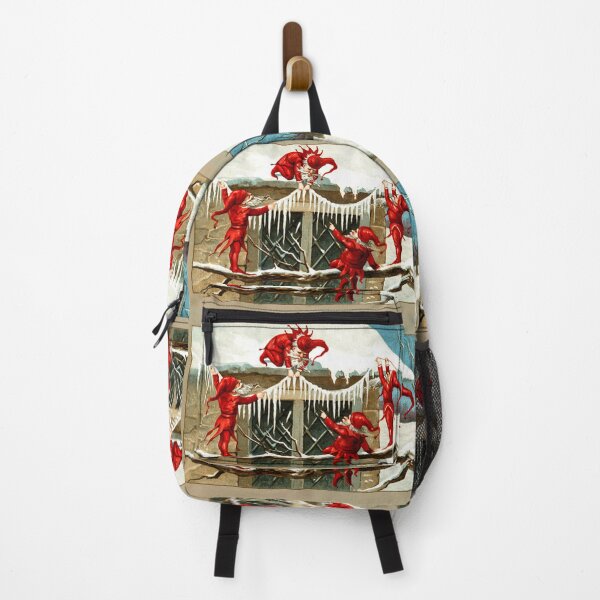 Item preview, RED CHRISTMAS ELVES DECORING HOME WITH ICICLES IN SNOW designed and sold by BulganLumini.