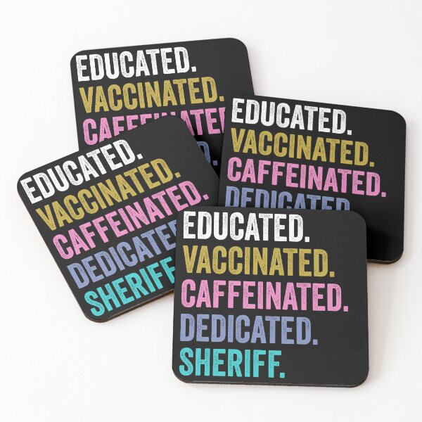 Item preview, sheriff Shirt, Educated Dedicated Vaccinated sheriff designed and sold by Dogs Geeky⭐⭐⭐⭐⭐.